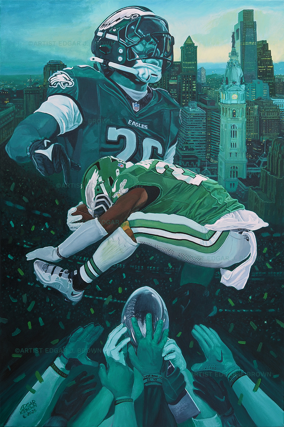Philadelphia Eagles Saquon Barkley Official Painting “The Arrival”