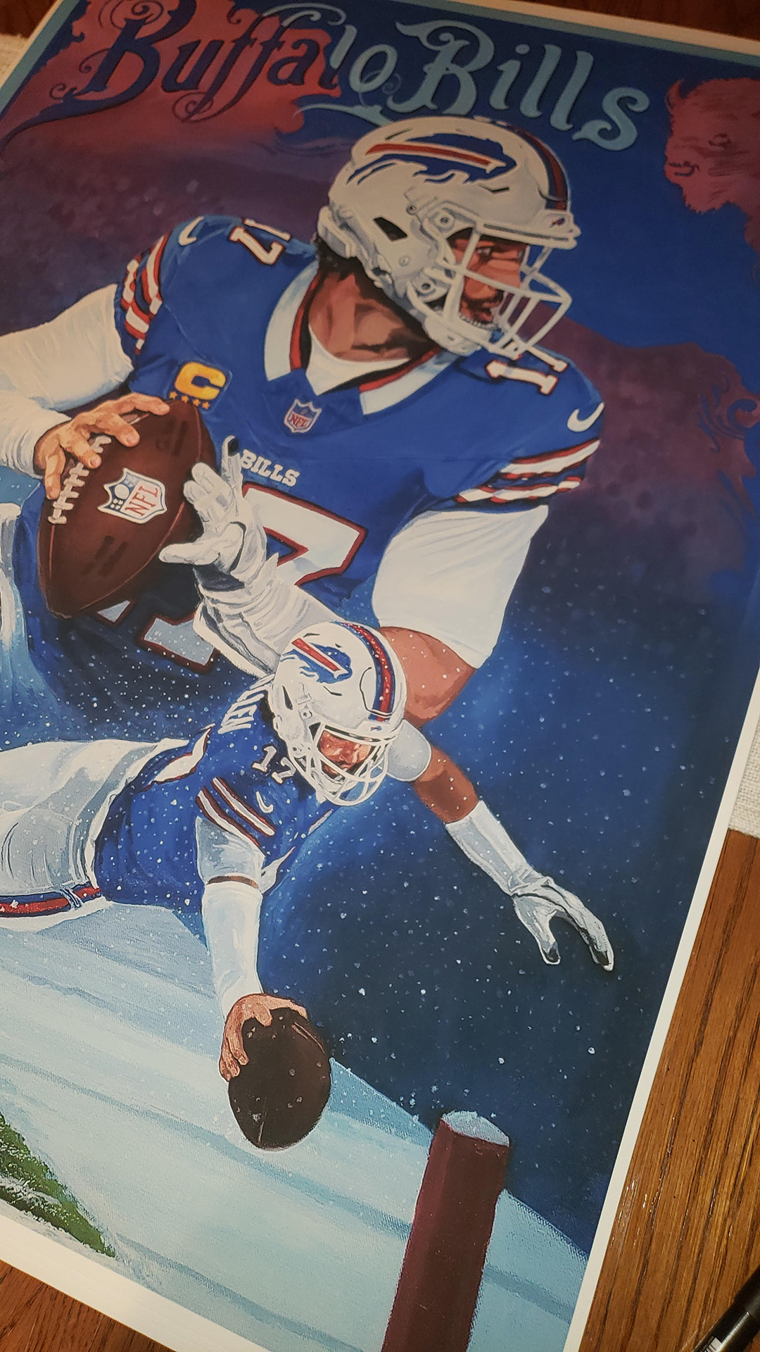 Josh Allen NFL licensed limited edition paper print by Edgar Brown, signed and numbered