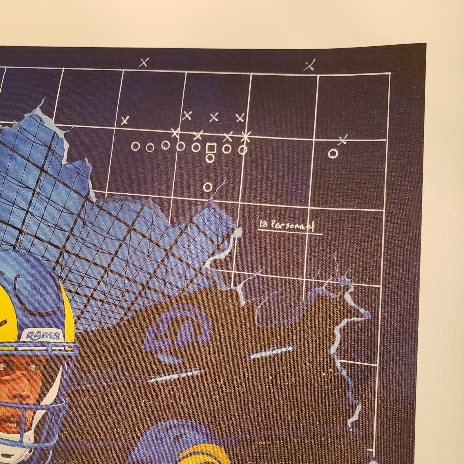 Hand-drawn play diagram detail on the LA Rams Matthew Stafford canvas print