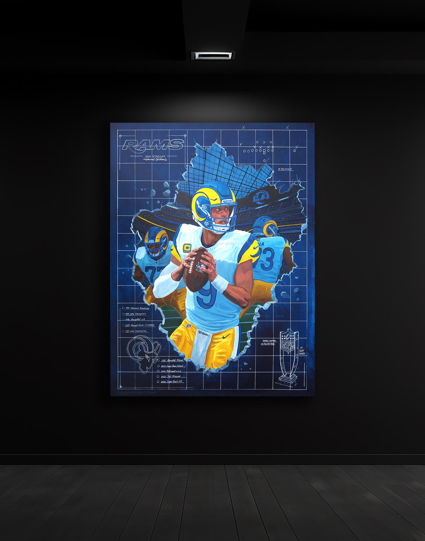 LA Rams Matthew Stafford Blueprint for Success original painting by Edgar Brown