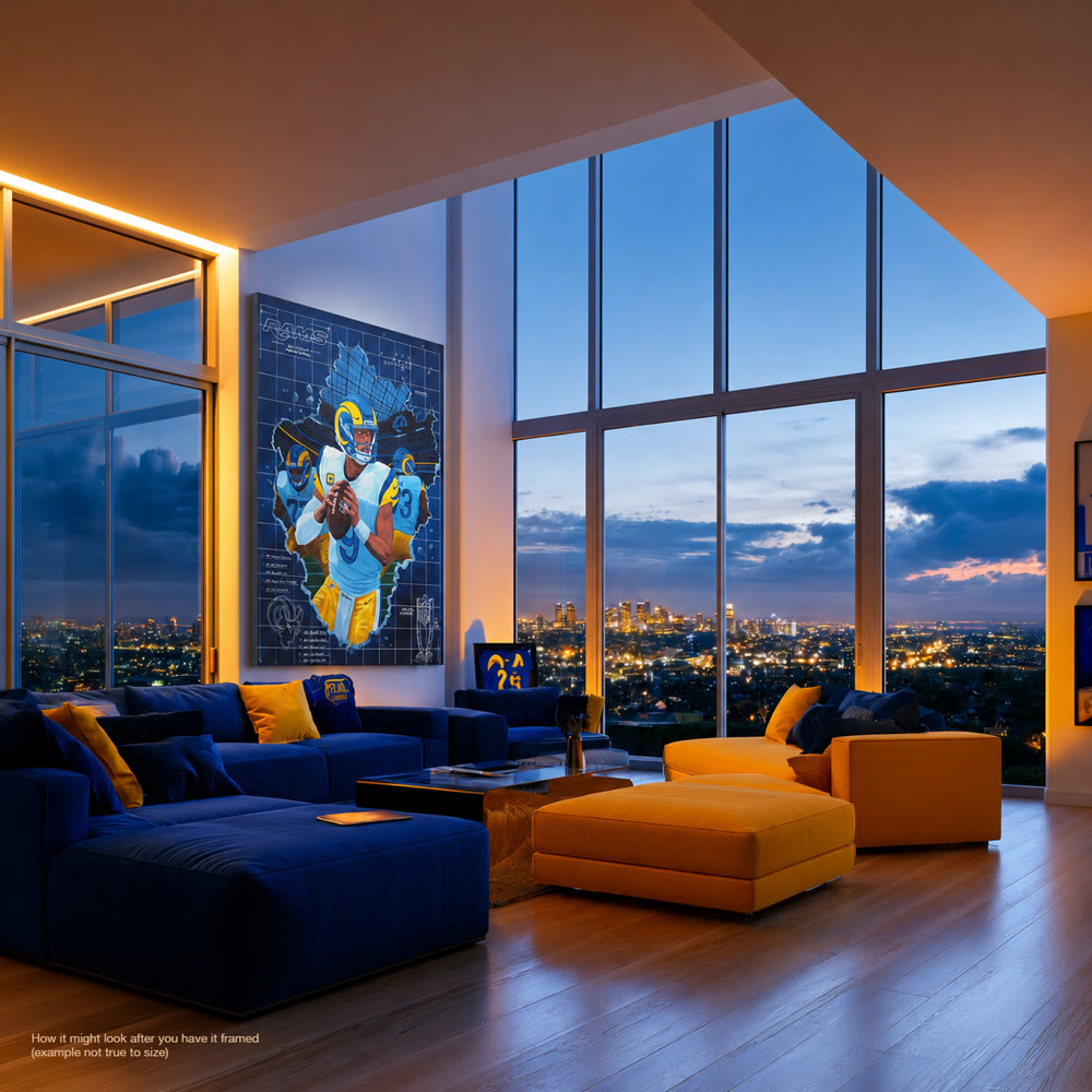 LA Rams Matthew Stafford canvas print by Edgar Brown displayed in a home interior