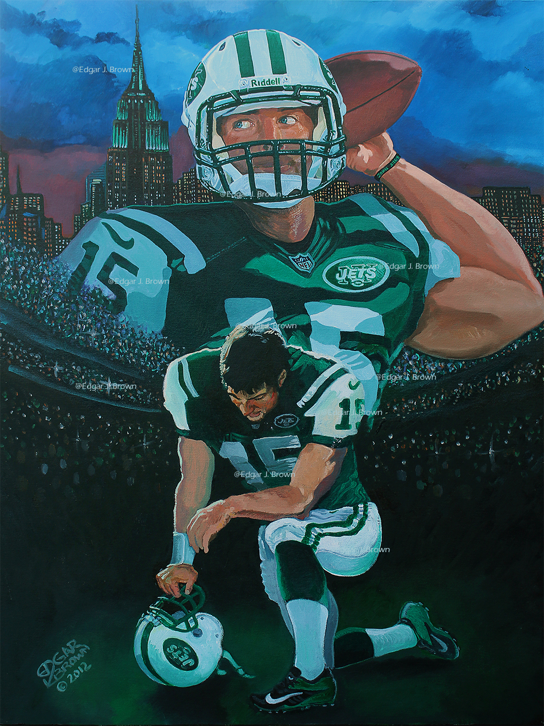 NY Jets Tim Tebow official NFL art by artist Edgar J. Brown
