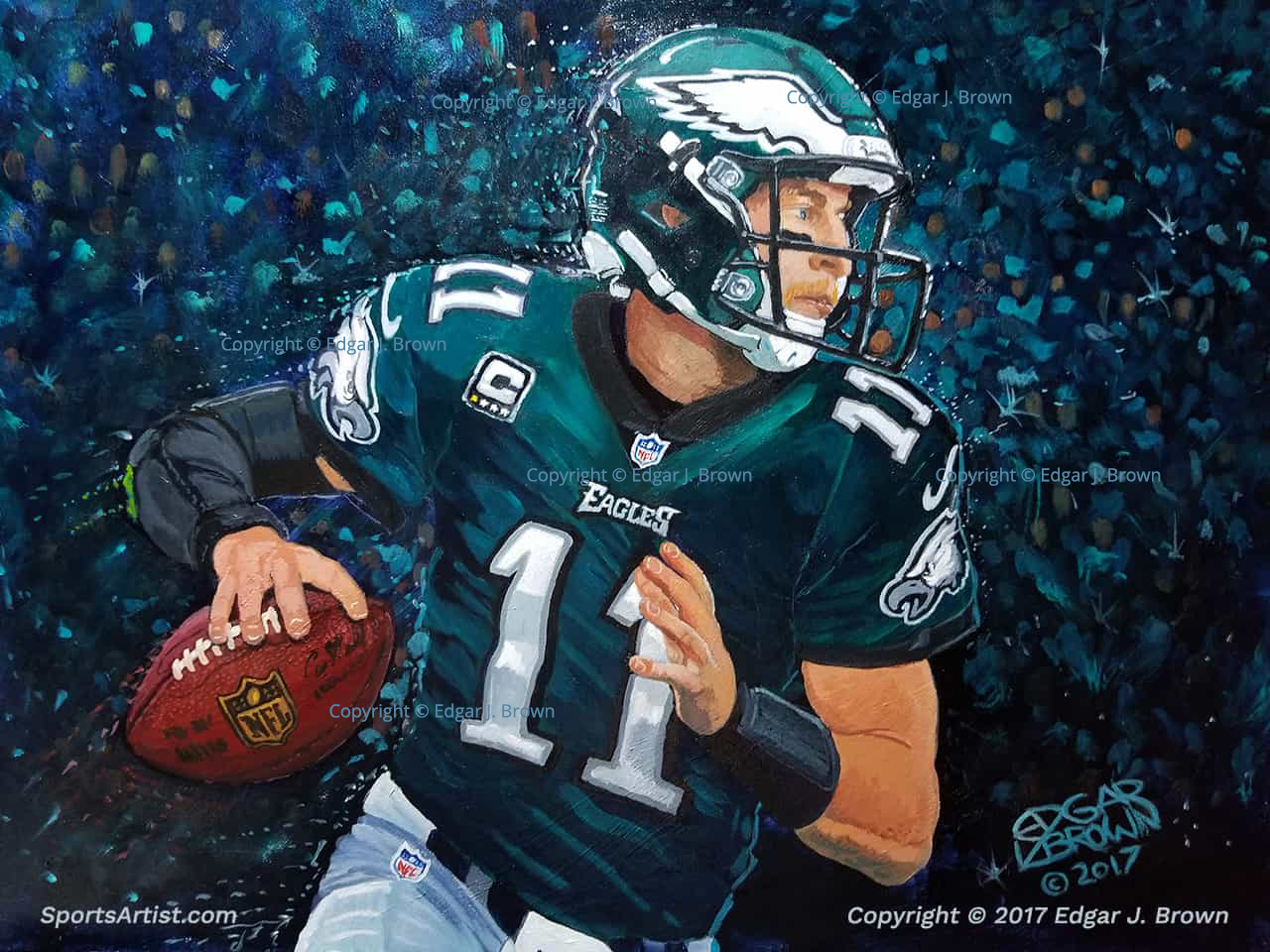 Philadelphia Eagles Carson Wentz Official Art